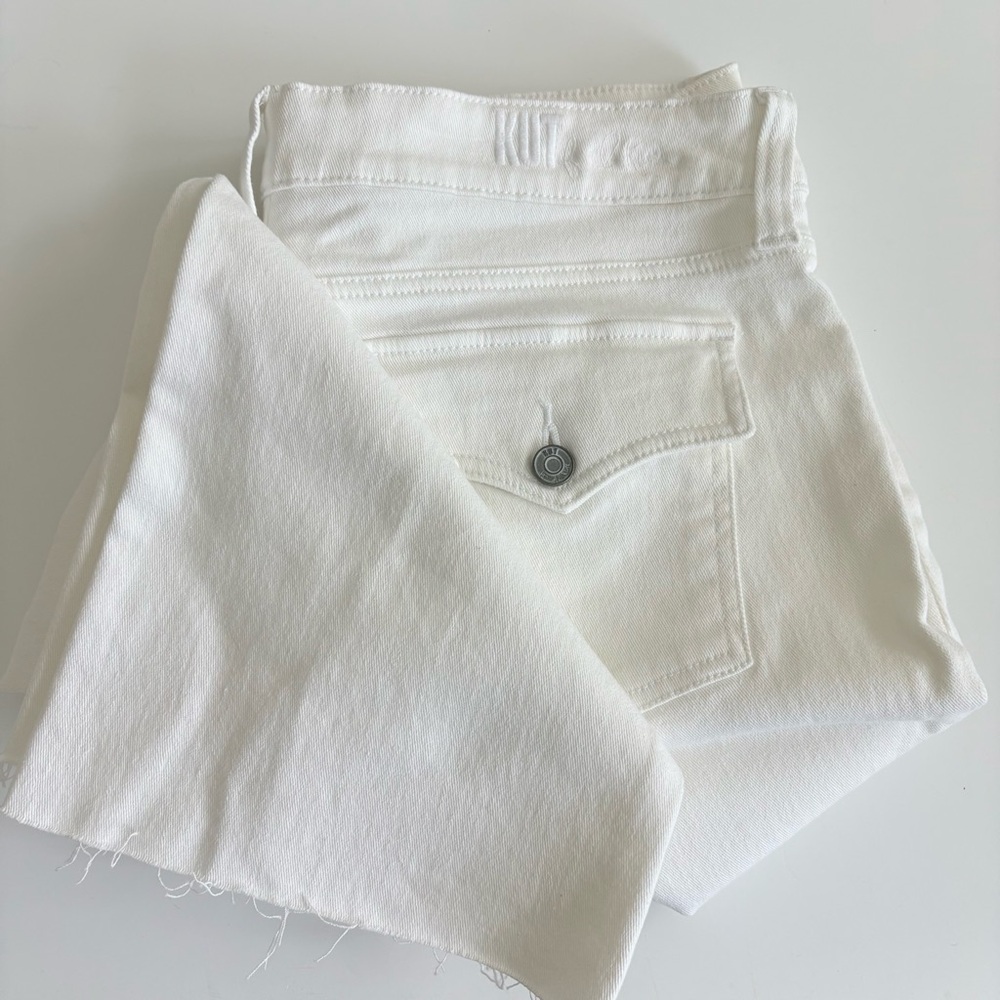 Kut from the Kloth White Raw Hem Flared Jeans 14 NWT - Picture 2 of 7